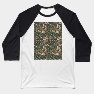Botanicals and Dots - Hand Drawn Design - Peach, Emerald, Sage Baseball T-Shirt